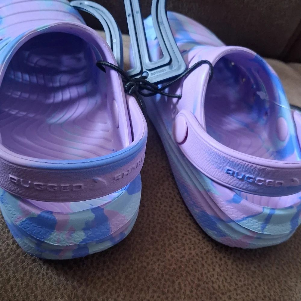 Rugged Shark Kids Tie-Dye Clog Sandals Purple And Blue Size 8